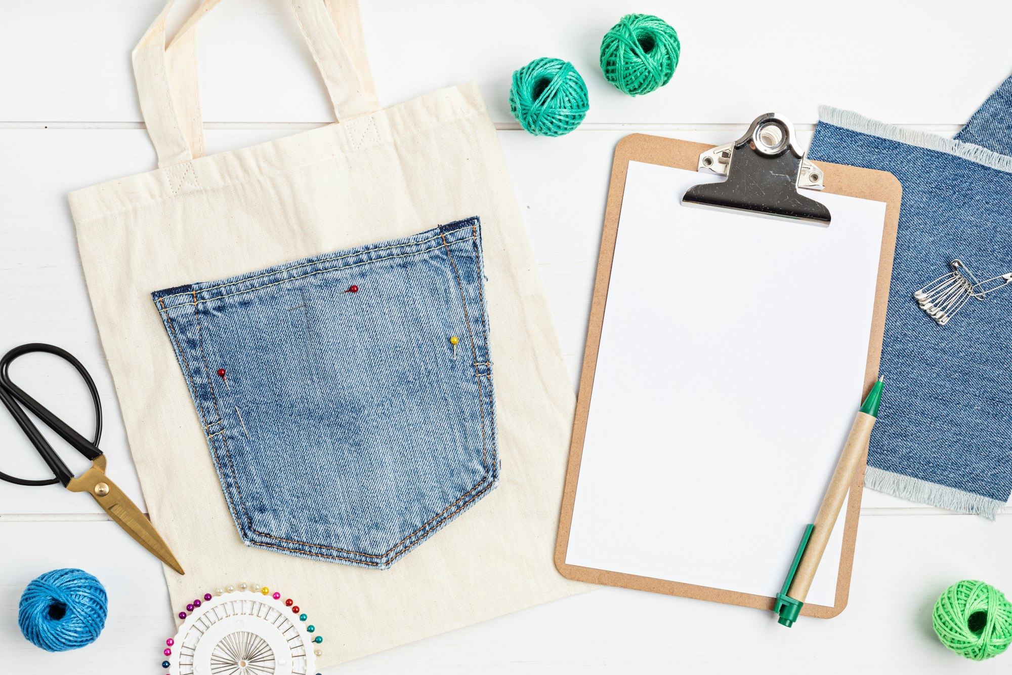 Old jeans upcycling idea. Crafting with denim, recycling old clothers, hobby, diy activity