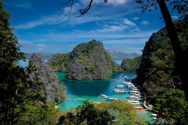 Palawan, Philippines, aerial view of Kayangan Lake in Coron island.
