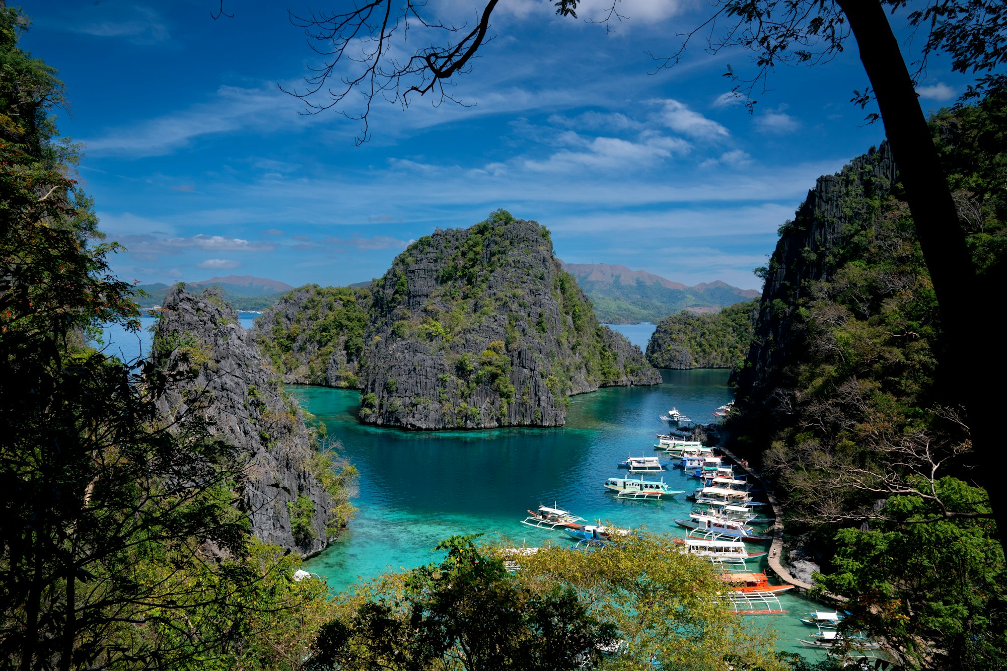 Palawan, Philippines, aerial view of Kayangan Lake in Coron island.